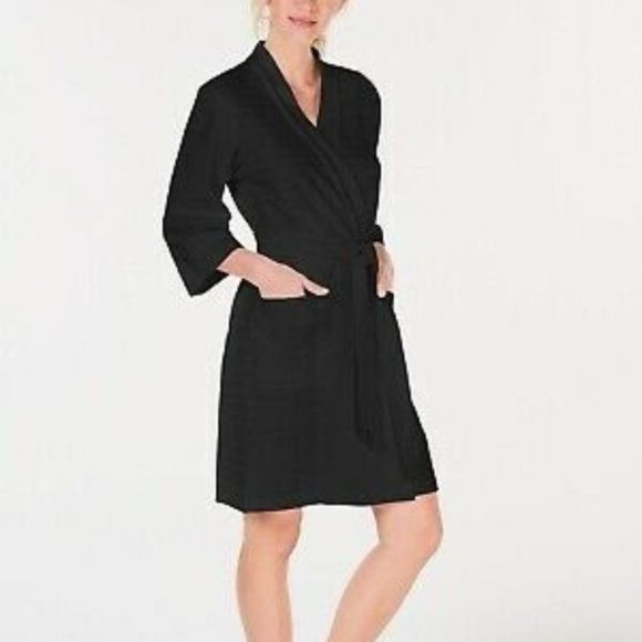 Charter Club Other - Charter Club Stripe-Texture Knit Short Black Robe